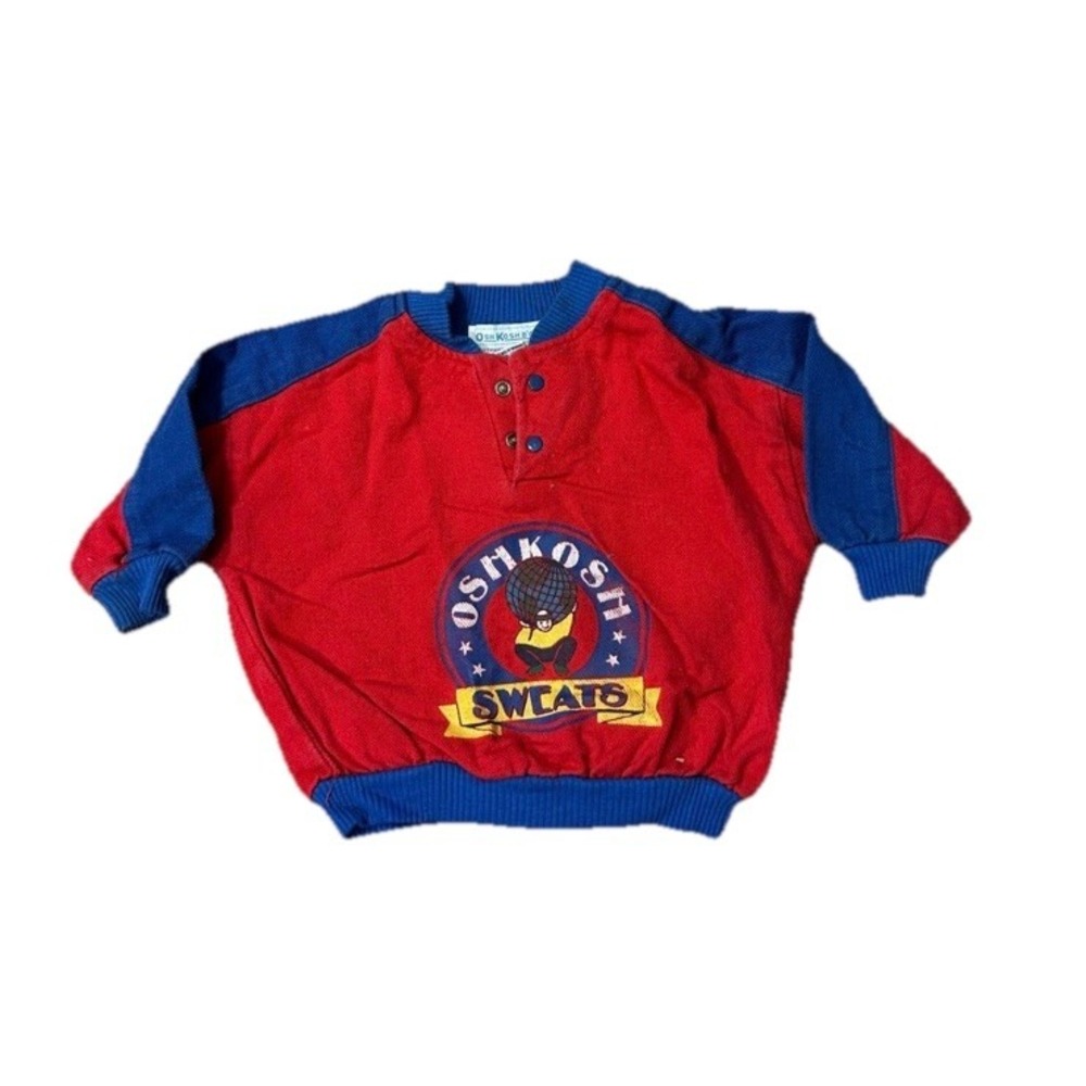Vintage OshKosh B'gosh‎ Red Blue Sweats Pullover 3/6 Months USA